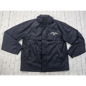 Ouray MENS SZ L Jacket Blue Windbreaker Embroidered HILTON HEAD VINTAGE Hooded